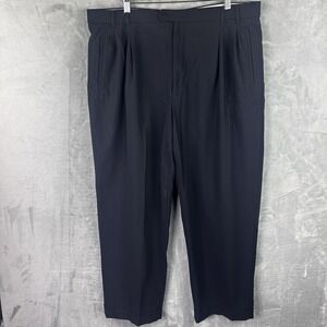 Zanella Jesse Dress Pants Men's 38 Black Pleated Wool Italy*